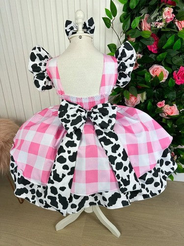 Vestido Tematicos Kids Fazendinha Rosa Vaquinha (VESYBNNCLBFZNDVQN)
