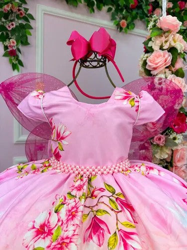 Vestido Infantil Temáticos da Gigi Fadas - Tinker Bell - Sininho Rosa (VESTIFFDTNKBLLT)
