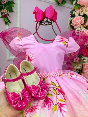 Vestido Infantil Temáticos da Gigi Fadas - Tinker Bell - Sininho Rosa (VESTIFFDTNKBLLT)