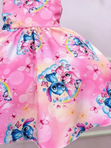 Vestido Tematicos Kids Stitch e Angel Rosa (VESTTMTCSKDSSTCHANGLRS)
