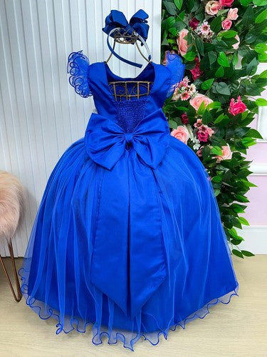 Vestido Longo Festa Formatura Daminha Azul Royal Menina