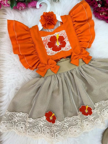 Romper Vestido Moana Baby Princesa Aniversário Menina