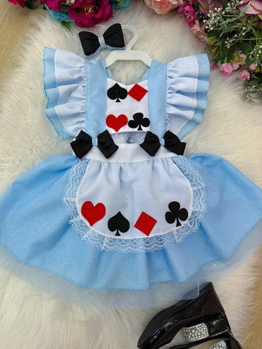 Romper Vestido Princesa Alice No Pais Das Maravilhas + Laço