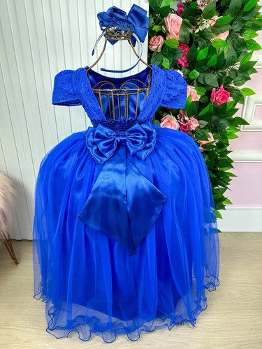Vestido Enjoy Longo Laura Peito rendado Azul Royal (VESTENJLNGLURPTRNDAZLRYL)