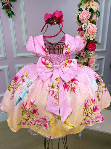 Vestido Infantil Temáticos da Gigi Fadas - Tinker Bell - Sininho Rosa (VESTIFFDTNKBLLT)