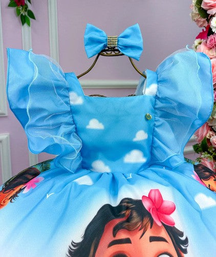 Vestido Infantil Princesa Moana Baby Azul