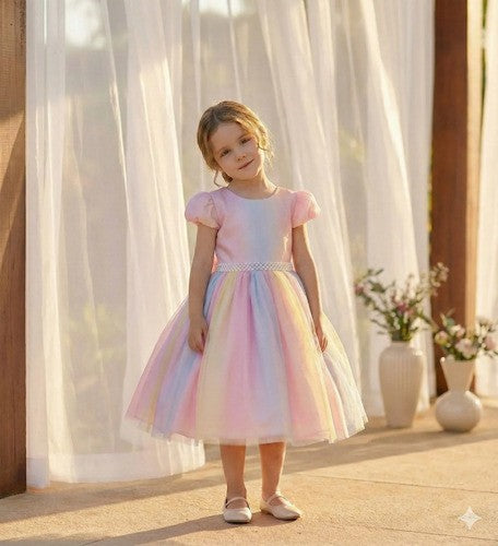 Vestido Infantil Marie Arco Iris Melissa- Candy Colorido (VSTDMCMLSCNDY)