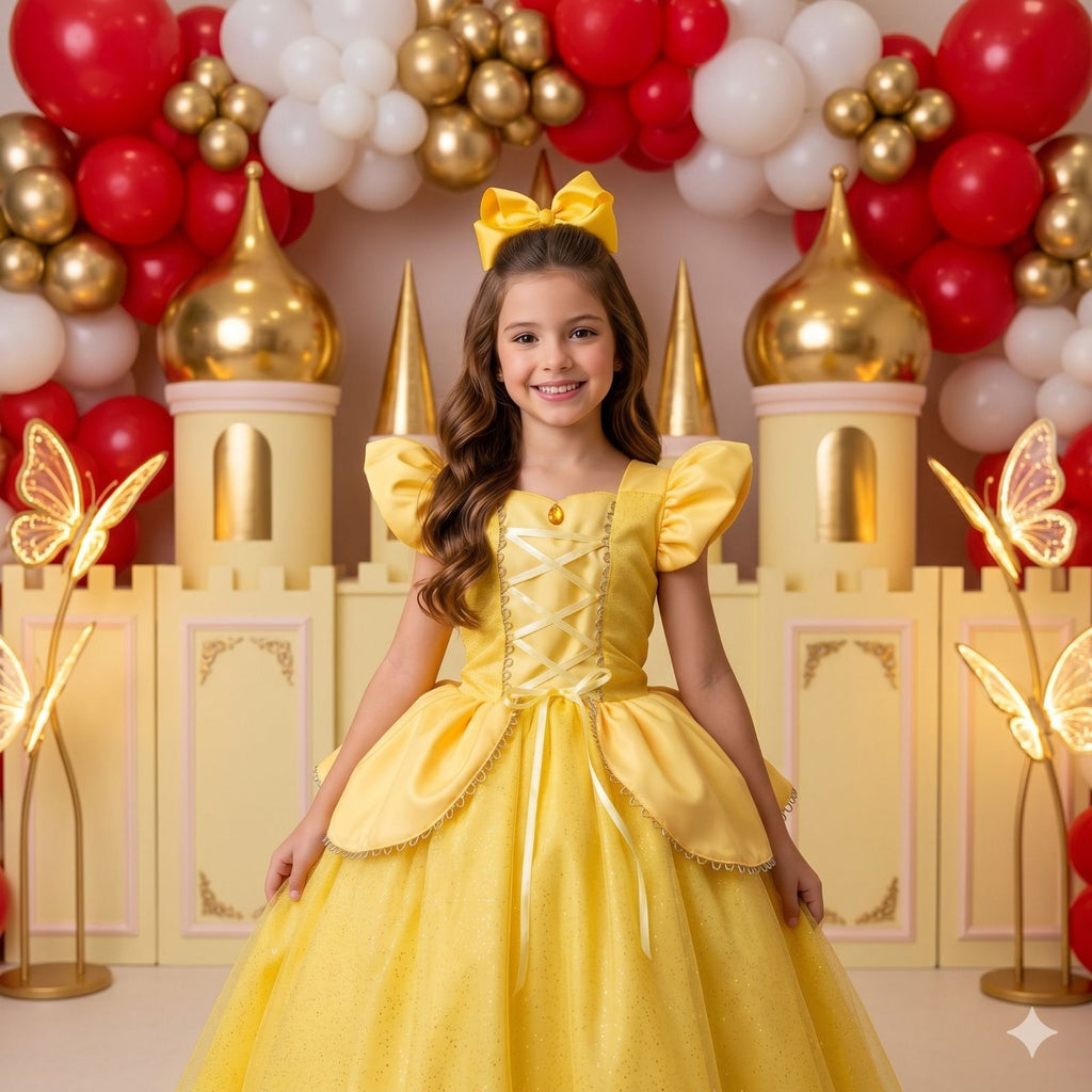 Fantasia/ Vestido Mini Miss Longo Princesa Amarela (FTVESTMNMSLNGBLFR)