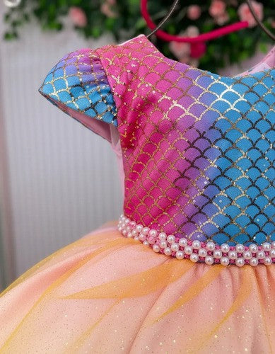 Vestido Tematico Mimadine Sereia - Fundo do Mar (VESTTMCMDSRFNDM)