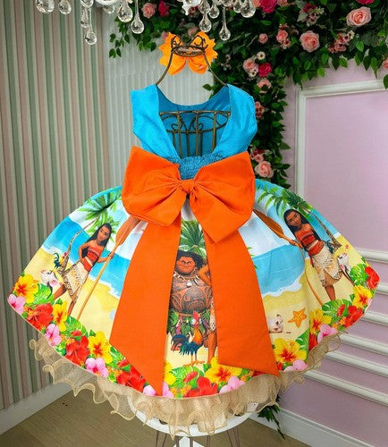 Vestido Infantil Temáticos Luxo Moana Modelo 2 (VESTTMCOLUXOMOANA2)