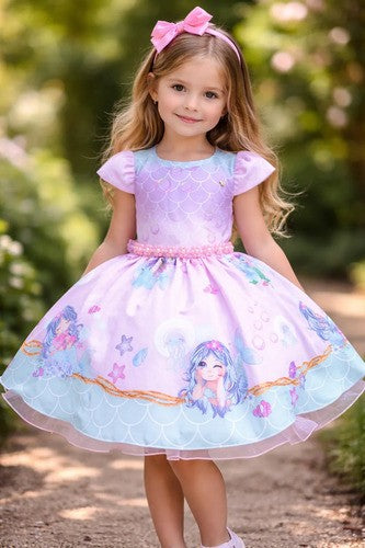 Vestido Infantil Temático Kids Sereia - Fundo do Mar (VESTINFTSERT)