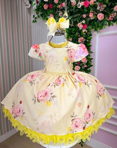 Vestido Menina Bonita Jardim Encantado Loise Amarelo (VESTMTAJENLSEARLO)