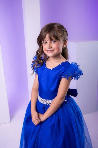 Vestido Longo Festa Formatura Daminha Azul Royal Menina