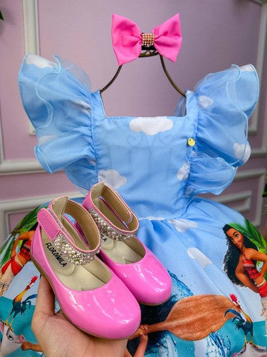 Vestido Infantil Princesa Moana Azul