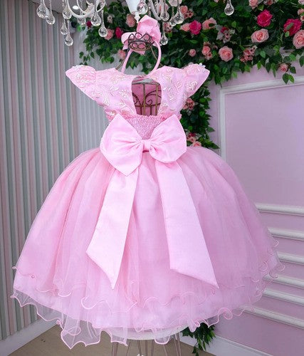 Vestido Marie Jardim Encantado Mel Rosa Bebe (VESTMRKDSJDMENCTROS)