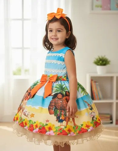 Vestido Infantil Temáticos Luxo Moana Modelo 2 (VESTTMCOLUXOMOANA2)