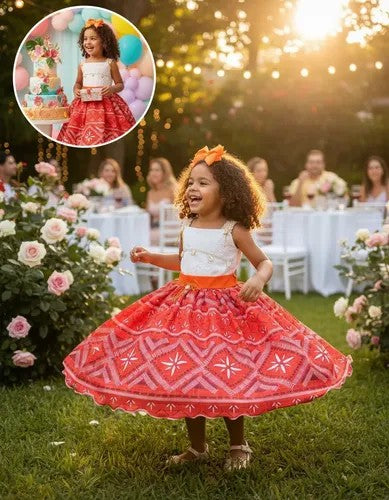 Vestido Temáticos Infantil Luxo Princesa Praia Modelo 3 (VESTTMCLXMN3)