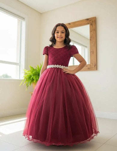 Vestido Enjoy Longo Laura Peito rendado Marsala (VESTENJLNGMRSLRDD2)