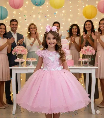 Vestido Marie Jardim Encantado Mel Rosa Bebe (VESTMRKDSJDMENCTROS)