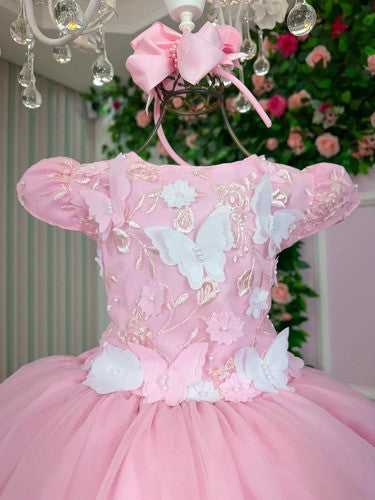 Vestido Marie Jardim Encantado Mel Rosa Bebe (VESTMRKDSJDMENCTROS)