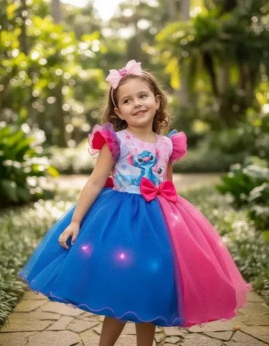 Vestido Tematicos Ysa Kids Lilo Stitch Pink e Azul com Led (VESTTMYSKLLSTPALED)