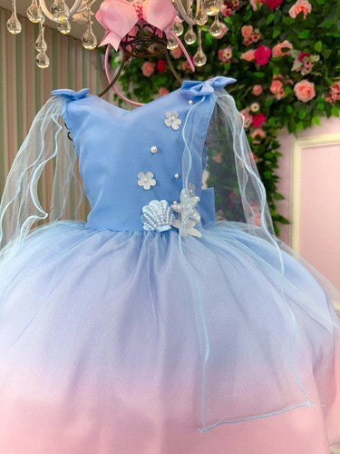Vestido Princesa Belli Tematico Sereia - Ariel - Fundo do Mar (VESTFNTSERIA)