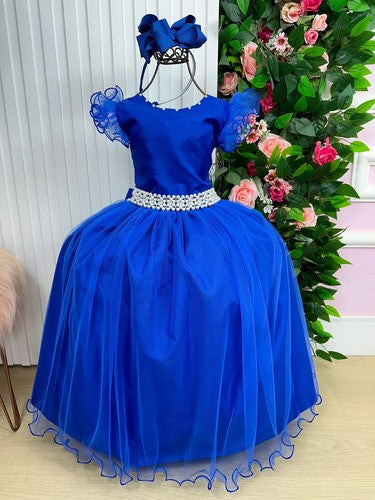 Vestido Longo Festa Formatura Daminha Azul Royal Menina