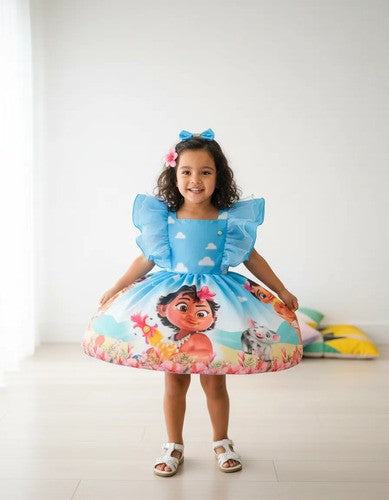 Vestido Infantil Princesa Moana Baby Azul