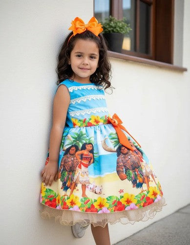 Vestido Infantil Temáticos Luxo Moana Modelo 2 (VESTTMCOLUXOMOANA2)