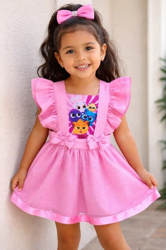 Romper Vestido Bolofofos Bolo Fofos Jardineira Rosa Menina