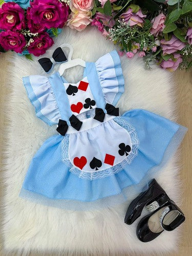 Romper Vestido Princesa Alice No Pais Das Maravilhas + Laço