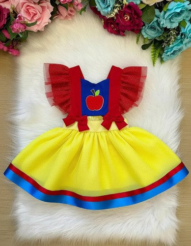Romper Vestido Princesa Branca De Neve + Laço De Cabelo