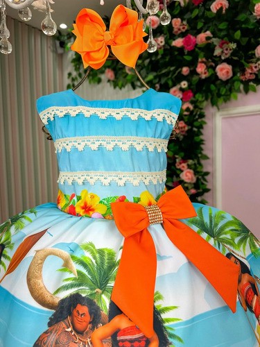 Vestido Infantil Temáticos Luxo Moana Modelo 2 (VESTTMCOLUXOMOANA2)