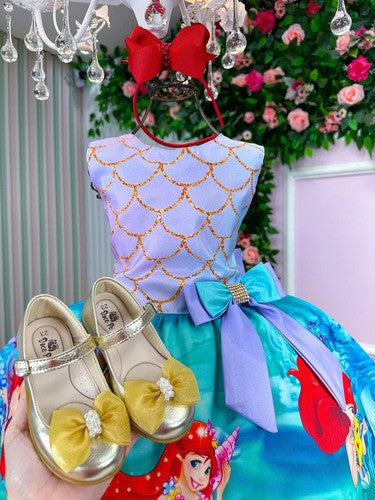 Vestido Infantil Temáticos Luxo Ariel - Sereia Modelo 2 (VESTTMCLXARLSRAMDLO)
