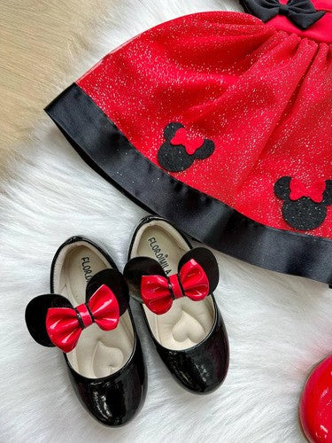 Romper Vestido Princesa Minnie Minie Vermelho Festa Minei
