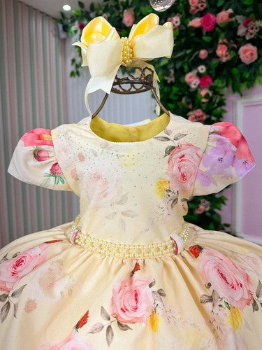 Vestido Menina Bonita Jardim Encantado Loise Amarelo (VESTMTAJENLSEARLO)