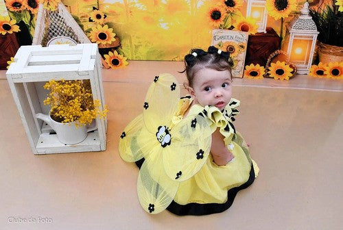 Romper Vestido Princesa Abelha Abelhinha Com Asa Aniversário