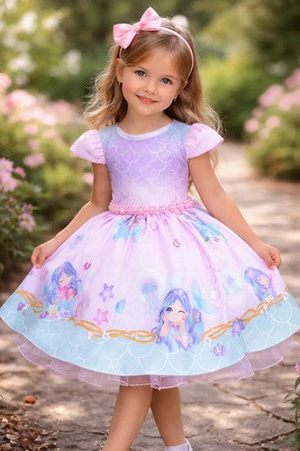 Vestido Infantil Temático Kids Sereia - Fundo do Mar (VESTINFTSERT)