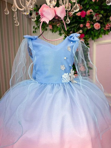 Vestido Princesa Belli Tematico Sereia - Ariel - Fundo do Mar (VESTFNTSERIA)