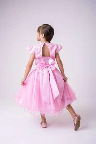 Vestido Marie Jardim Encantado Mel Rosa Bebe (VESTMRKDSJDMENCTROS)