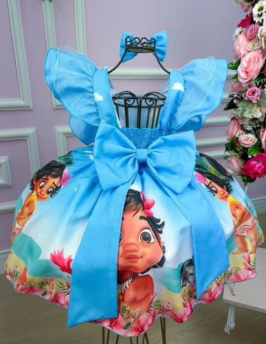 Vestido Infantil Princesa Moana Baby Azul
