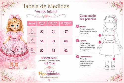 Vestido Infantil Menina Bonita Bosque Encantado Rosa (VESTIINFMNNBNTRS3)