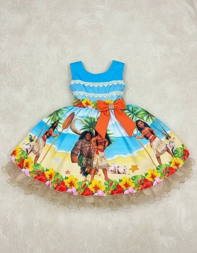 Vestido Infantil Temáticos Luxo Moana Modelo 2 (VESTTMCOLUXOMOANA2)