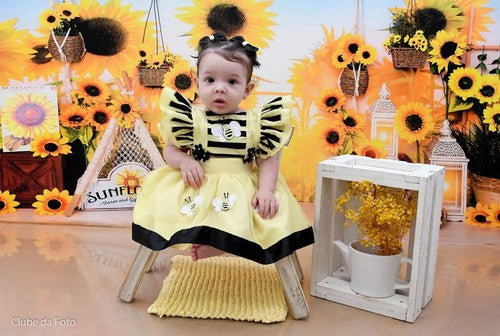 Romper Vestido Princesa Abelha Abelhinha Com Asa Aniversário