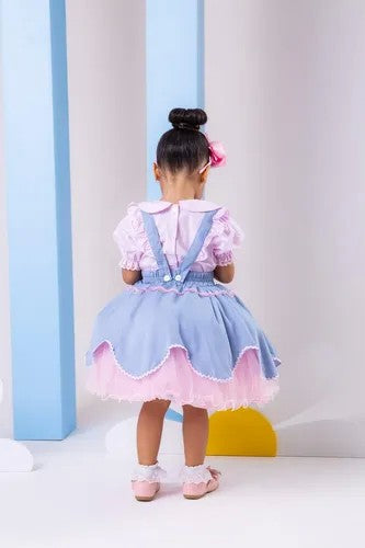 Vestido Tematicos Kids Fazendinha Salopete Jeans (VESTBNNCLBJNNFAZNSLPJANS)