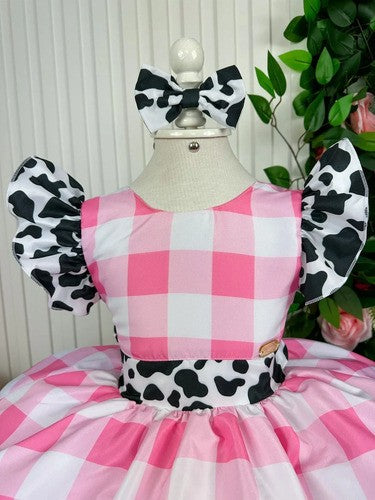 Vestido Tematicos Kids Fazendinha Rosa Vaquinha (VESYBNNCLBFZNDVQN)