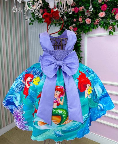 Vestido Infantil Temáticos Luxo Ariel - Sereia Modelo 2 (VESTTMCLXARLSRAMDLO)