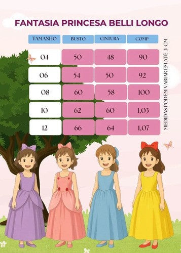 Fantasia Princesa Belli Princesas Regata + Saiote (FANTPRNRGST)