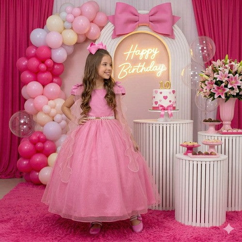 Vestido Banana Club Longo Diamante Rosa Chiclete (VESTBNACLBLNGDAMTRSCLT)
