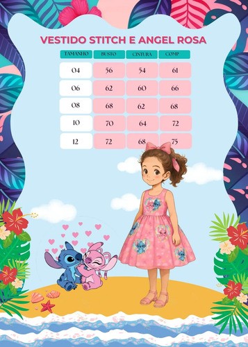 Vestido Tematicos Kids Stitch e Angel Rosa (VESTTMTCSKDSSTCHANGLRS)